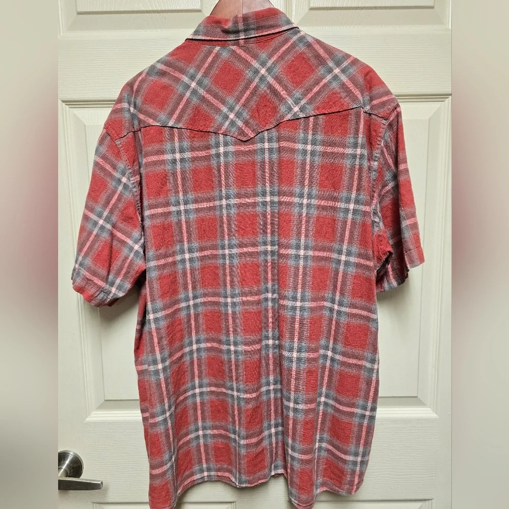 Lucky Brand Shirt Mens 2XL Red Plaid Western Pearl Snap Button Short Sleeve - Picture 7 of 11